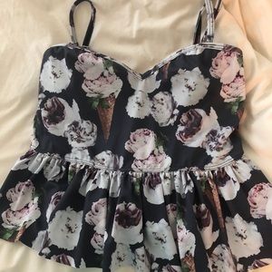 Kortni Jeane ice cream floral sweetheart peplum